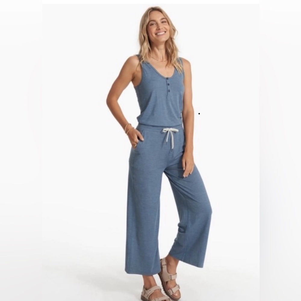 Vuori Blue Sleeveless Wide-Leg Jumpsuit